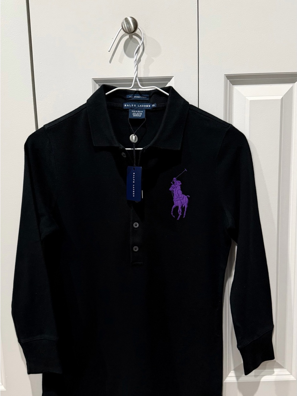 RALPH LAUREN "SKINNY" BLACK POLO - SIZE XS - TAGS ON